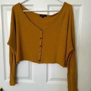 Ambiance Large Loose Fitting Long Sleeve Light Weight Sweater Mustard Yellow